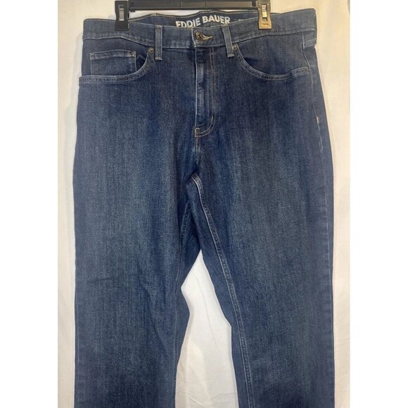 Eddie Bauer Men’s Straight Leg Dark Wash Blue Denim Jeans Sz 36 X 32 Classic - Picture 2 of 9